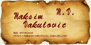 Maksim Vakulović vizit kartica